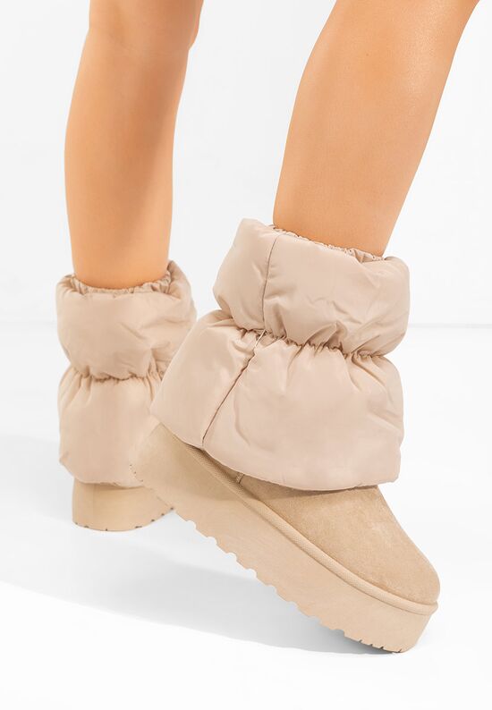 Μπότες τύπου UGG με πλατφόρμα Aydena μπεζ, Μέγεθος: 38- zapatos