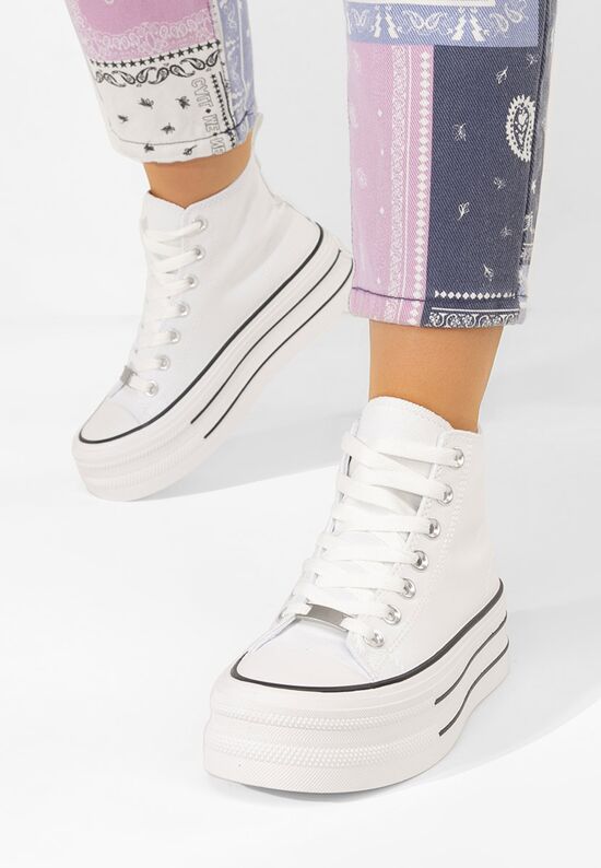 Γυναικεία πανινα πλατφόρμες Kimala V3 λευκά, Μέγεθος: 41- zapatos