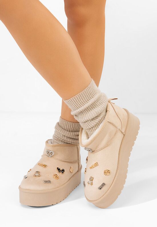 Μπότες τύπου UGG με πλατφόρμα Celinea μπεζ, Μέγεθος: 40- zapatos