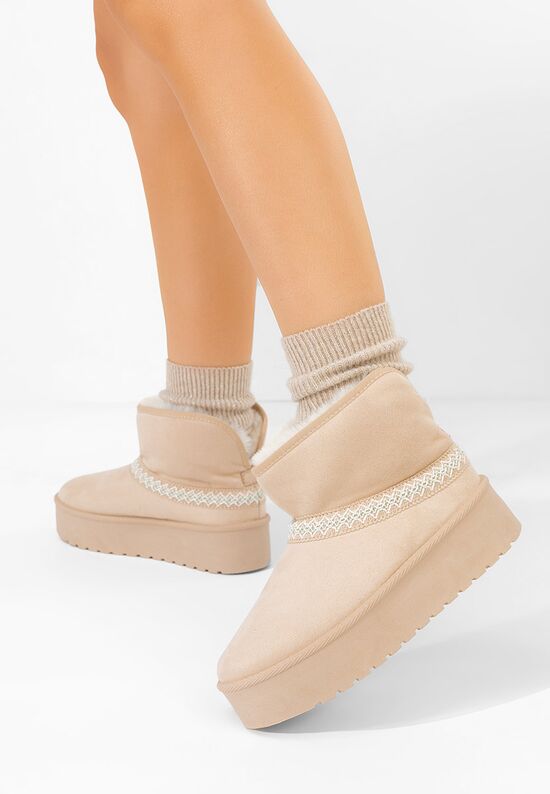 Μπότες τύπου UGG με πλατφόρμα Orelis μπεζ, Μέγεθος: 39- zapatos