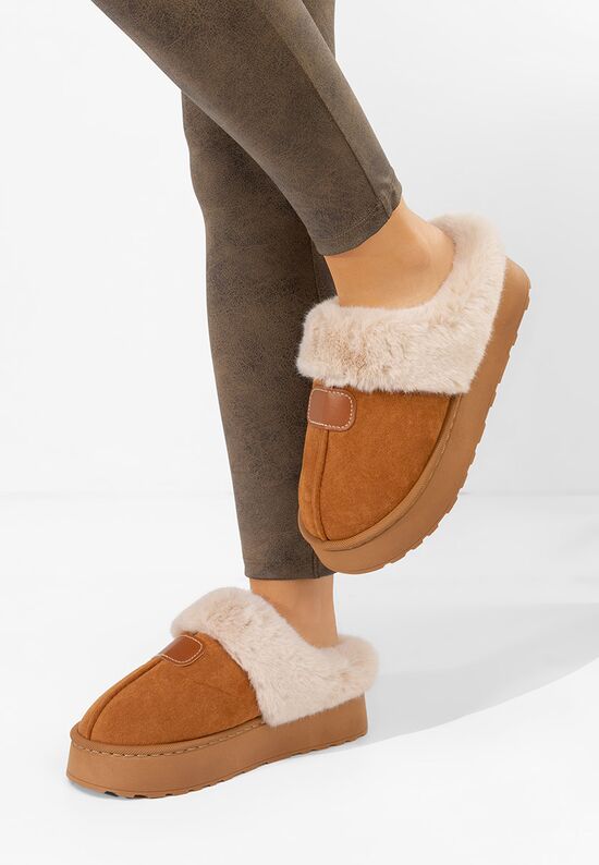 Κάμελ clogs γυναικεία με πλατφόρμα Flufina, Μέγεθος: 37- zapatos