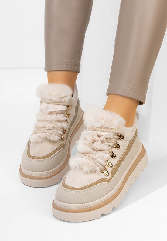 Χειμερινά sneakers γυναικεια Clavira μπεζ, Μέγεθος: 41- zapatos