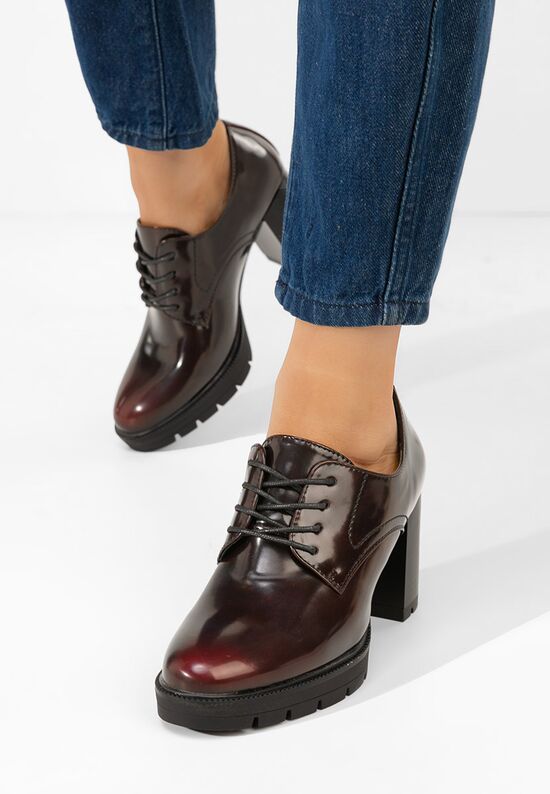 Γόβες με κορδόνια Pluvina μπορντό, Μέγεθος: 36- zapatos