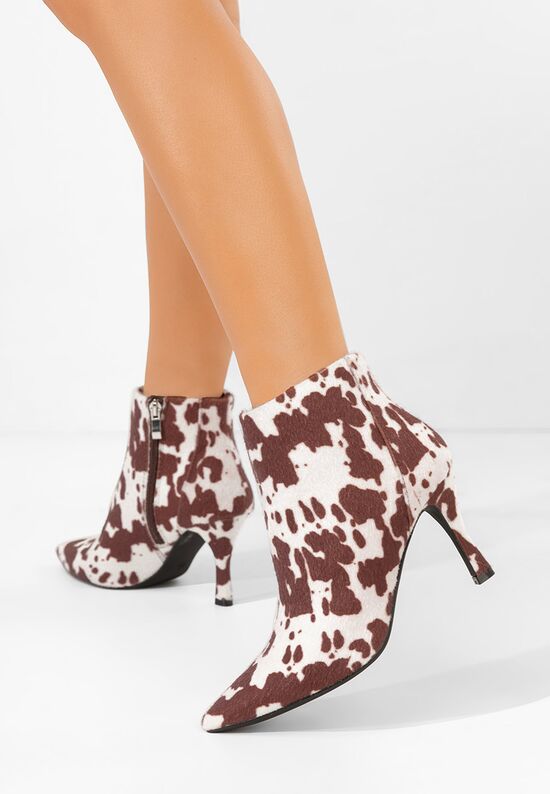 Μποτάκια με λεπτο τακουνι Jinna animal print, Μέγεθος: 39- zapatos