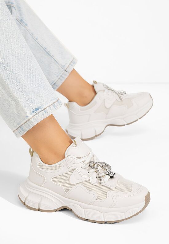 Sneakers γυναικεια Jasmyne μπεζ, Μέγεθος: 39- zapatos