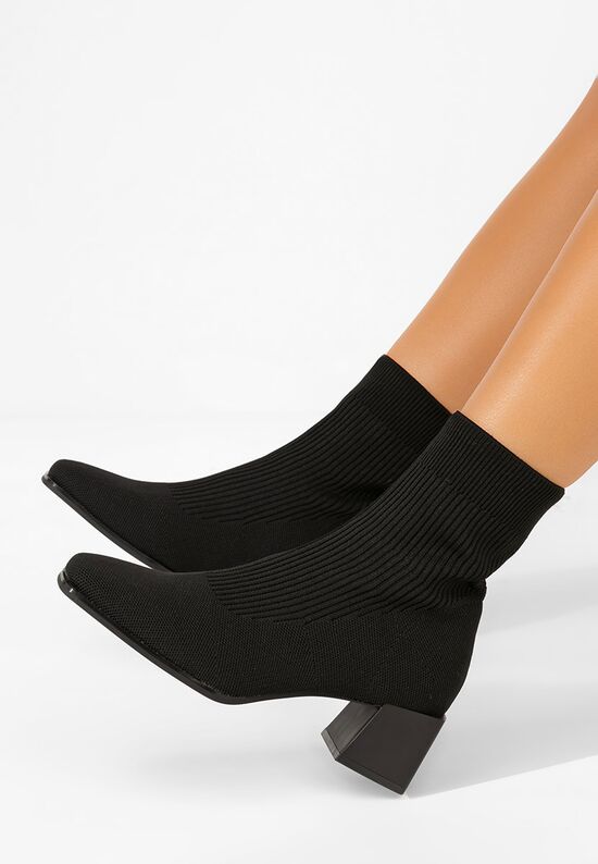 Μποτάκια κάλτσα Renatia Μαύρα, Μέγεθος: 39- zapatos