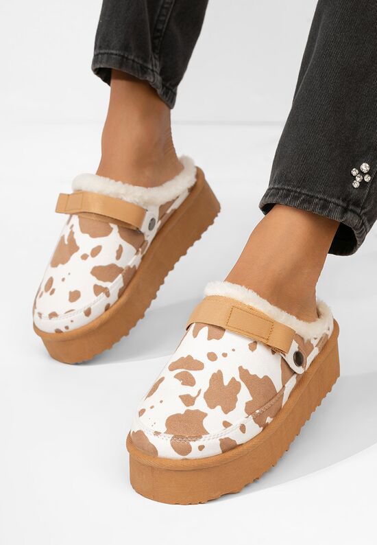 Saboti cu platforma Kimea animal print, Μέγεθος: 41- zapatos