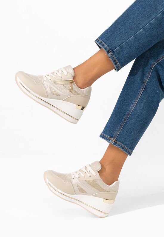 Sneakers με πλατφόρμα Reinia μπεζ, Μέγεθος: 39- zapatos