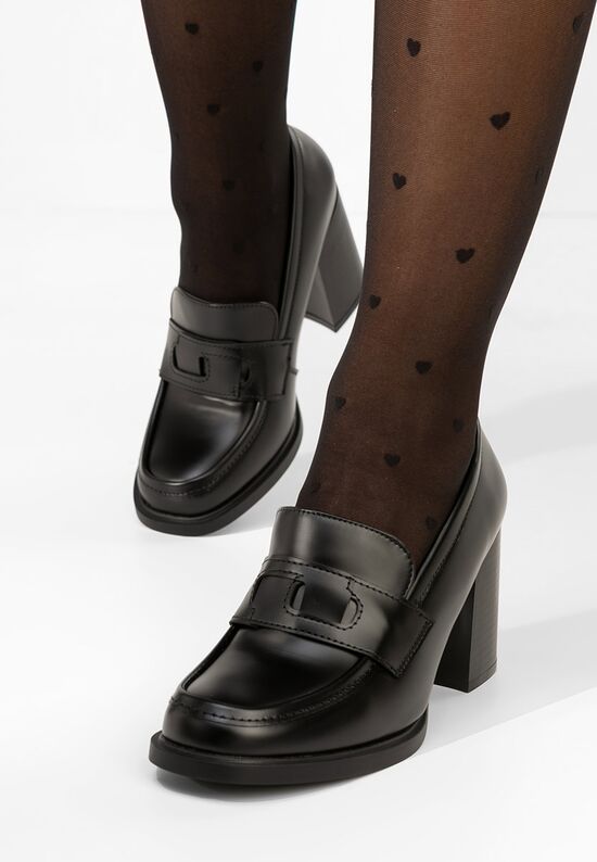 Loafers γυναικεια με τακουνι Elivora μαύρα, Μέγεθος: 37- zapatos