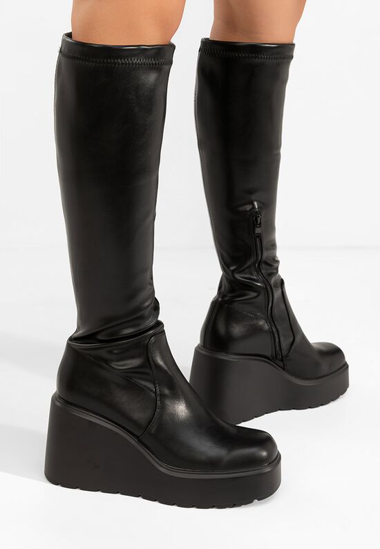 Μπότες με πλατφόρμα Rozalin Μαύρα, Μέγεθος: 41- zapatos