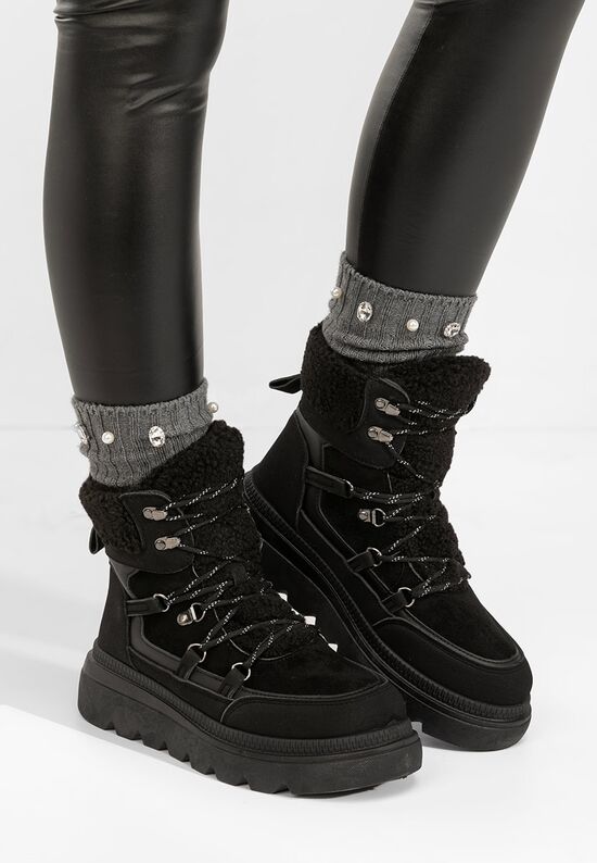 Mποτάκια πλατφόρμα Mavira Μαύρα, Μέγεθος: 39- zapatos