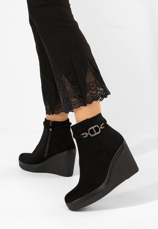 Πλατφόρμες μπότακια Charlet V3 Μαύρα, Μέγεθος: 40- zapatos