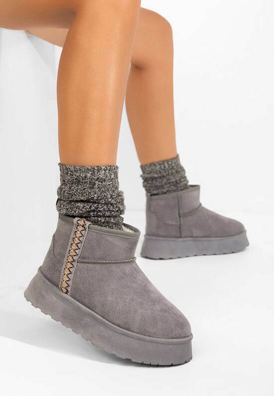 Mποτάκια πλατφόρμα Kristin γκρι, Μέγεθος: 42- zapatos