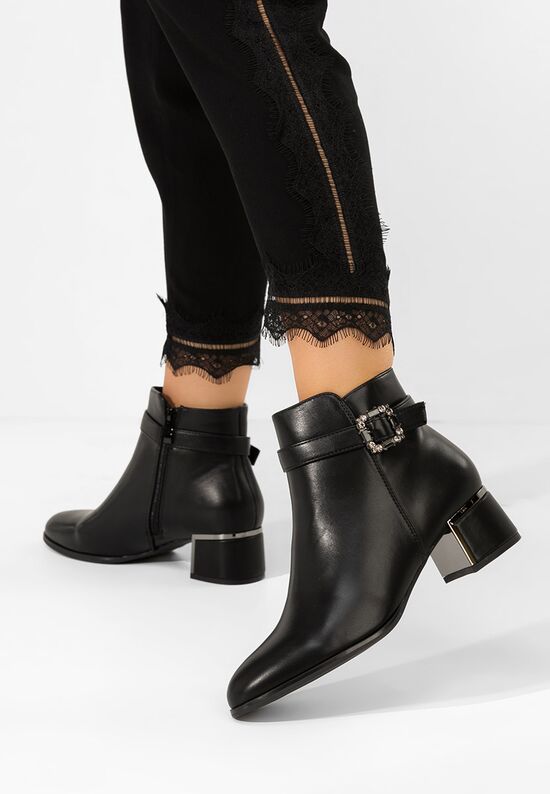 Μποτάκια με χοντρό τακούνι Freina V2 Μαύρα, Μέγεθος: 38- zapatos