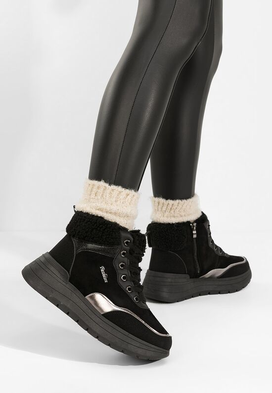 Χειμερινά sneakers γυναικεια Lisaia μαύρα, Μέγεθος: 38- zapatos