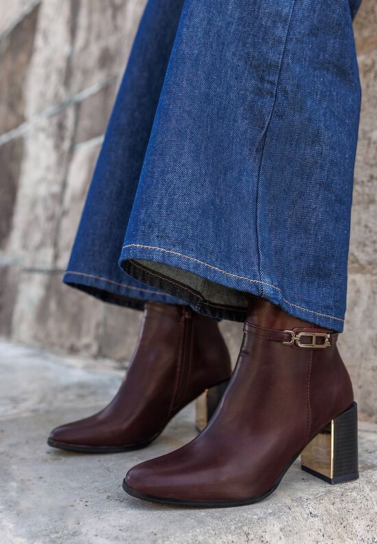 Μποτάκια με χοντρό τακούνι Arletta μπορντό, Μέγεθος: 36- zapatos