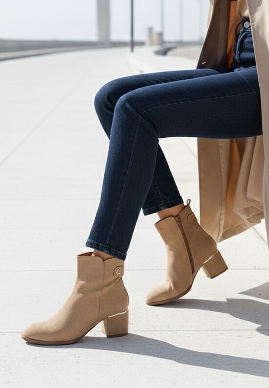 Μποτάκια με χοντρό τακούνι Sikora Χακι, Μέγεθος: 40- zapatos