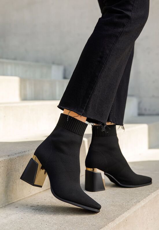 Μποτάκια κάλτσα Mirelina Μαύρα, Μέγεθος: 40- zapatos