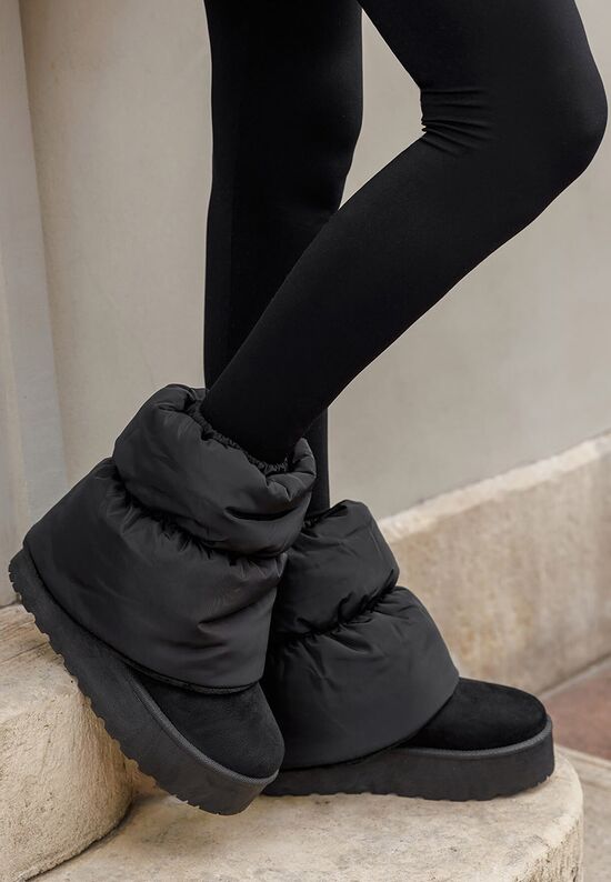 Μπότες με πλατφόρμα Aydena Μαύρα, Μέγεθος: 41- zapatos