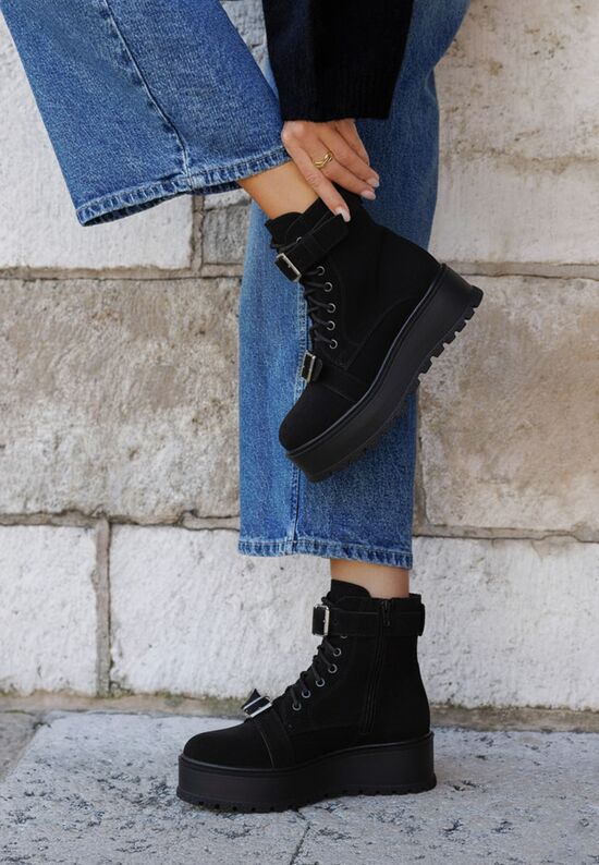 Mποτάκια πλατφόρμα Astrid V6 Μαύρα, Μέγεθος: 39- zapatos