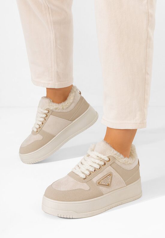 Sneakers με πλατφόρμα Elivra μπεζ, Μέγεθος: 38- zapatos