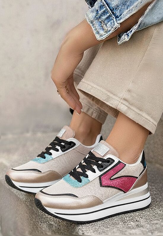 Sneakers με πλατφόρμα Tarika champagne, Μέγεθος: 38- zapatos