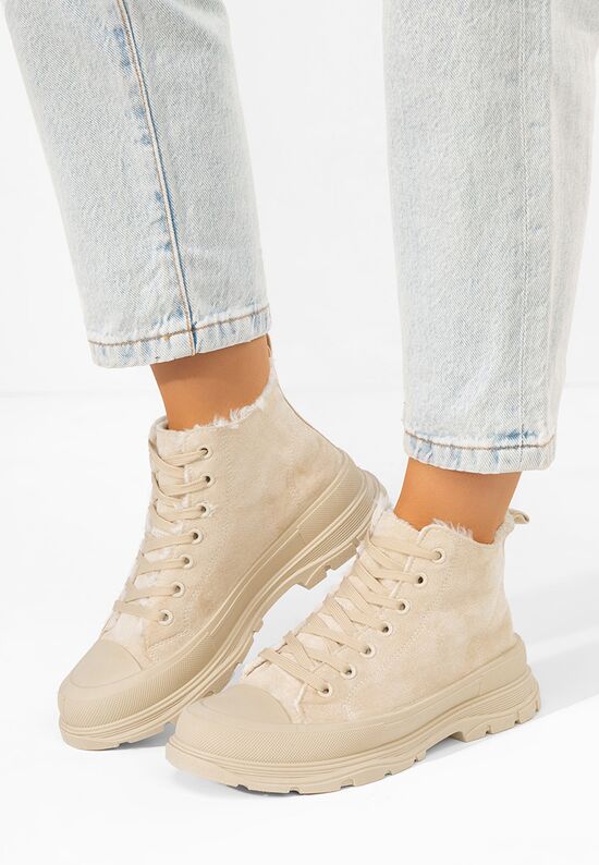 Γυναικεία sneakers αστραγάλο Nicki μπεζ, Μέγεθος: 36- zapatos