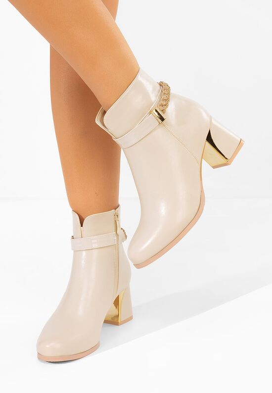 Μποτάκια με χοντρό τακούνι Delivora μπεζ, Μέγεθος: 39- zapatos