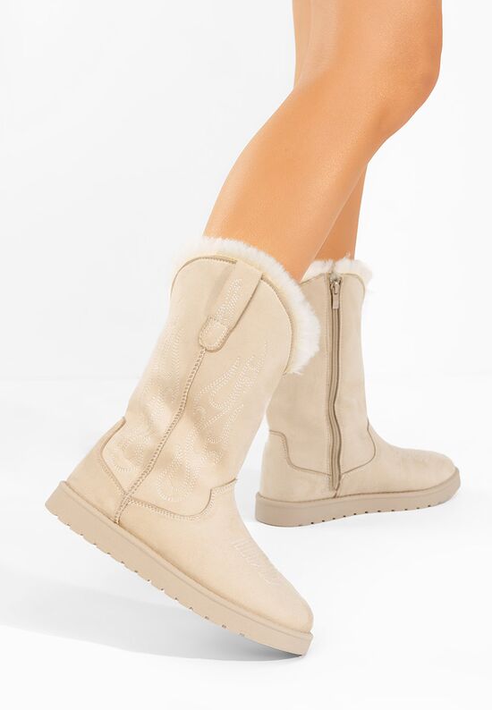 Χειμερινά μπότες γυναικείε Prisina μπεζ, Μέγεθος: 41- zapatos