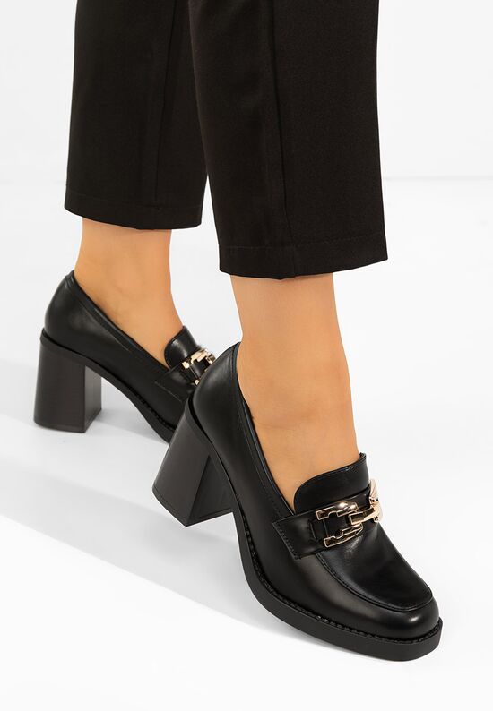 Loafers γυναικεια με τακουνι Zienna μαύρα, Μέγεθος: 39- zapatos
