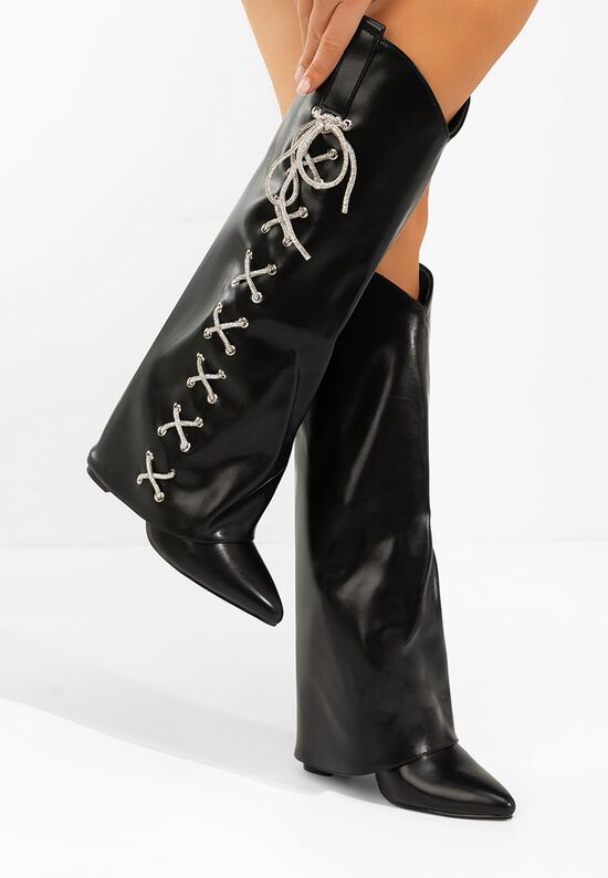 Μπότες με χοντρό τακούνι Patrisia Μαύρα, Μέγεθος: 36- zapatos