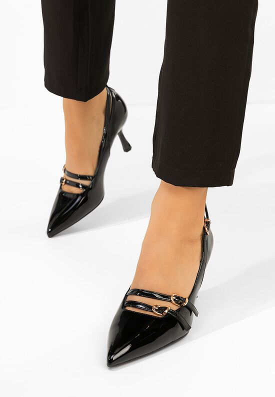 Γόβες στιλέτο Morenia μαύρα, Μέγεθος: 39- zapatos