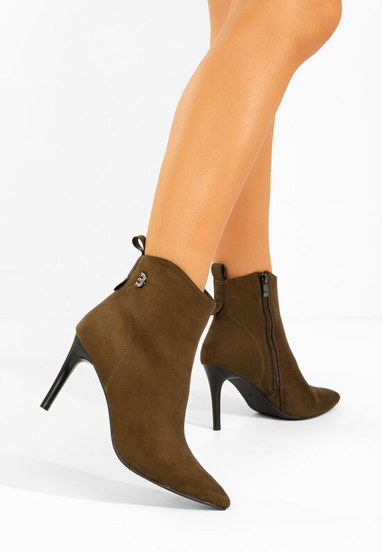 Μποτάκια με λεπτο τακουνι Vanessia καφε, Μέγεθος: 41- zapatos