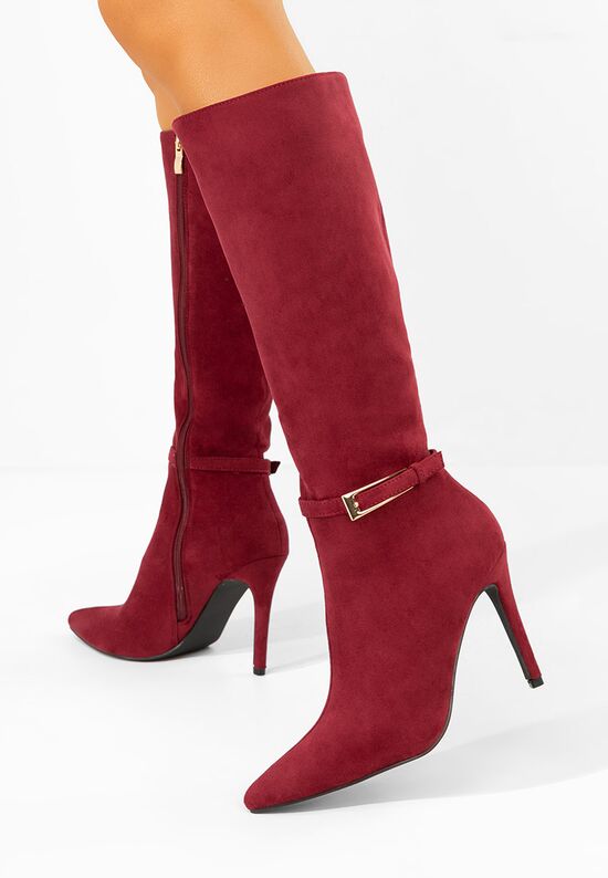 Μπότες με λεπτό τακούνι Narcisia μπορντό, Μέγεθος: 40- zapatos