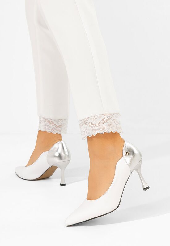 Γόβες στιλέτο Karita λευκά, Μέγεθος: 40- zapatos