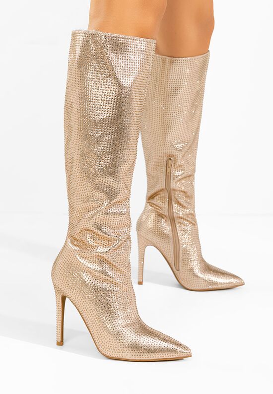 Μπότες με λεπτό τακούνι Minodora χρυσα, Μέγεθος: 40- zapatos