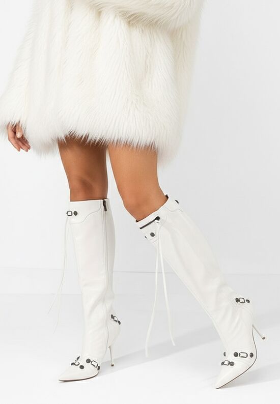 Μπότες με Τακούνι Supreme λευκά, Μέγεθος: 40- zapatos