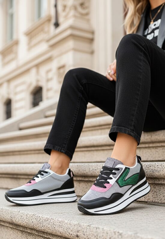 Sneakers με πλατφόρμα Tarika μαύρα, Μέγεθος: 40- zapatos