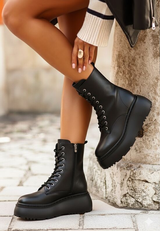 Mποτάκια πλατφόρμα Luisena Μαύρα, Μέγεθος: 38- zapatos