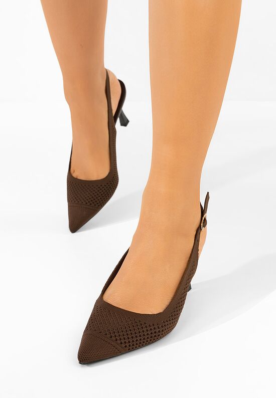 Γόβες slingback Veliria καφε, Μέγεθος: 39- zapatos