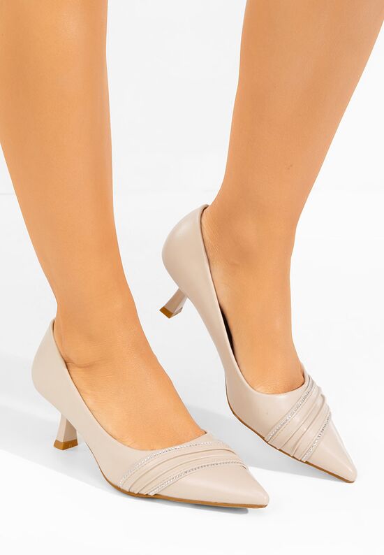 Γόβες με χαμηλό τακούνι Enolia μπεζ, Μέγεθος: 38- zapatos