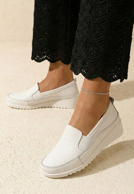 Μοκασίνια γυναικεια δερματινα λευκά Sonima, Μέγεθος: 39- zapatos