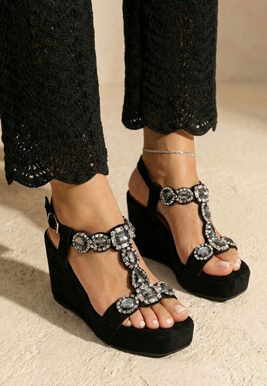 Πέδιλα πλατφορμεσ Cecilia Μαύρα, Μέγεθος: 40- zapatos