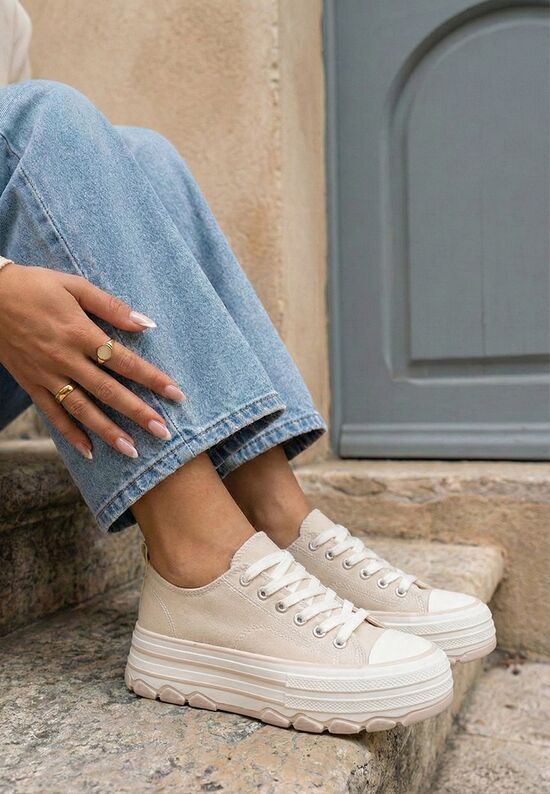 Γυναικεία πανινα πλατφόρμες Zenoria μπεζ, Μέγεθος: 41- zapatos