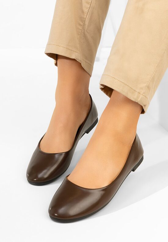 Γυναικείες μπαλαρίνες Zoenia καφε, Μέγεθος: 41- zapatos