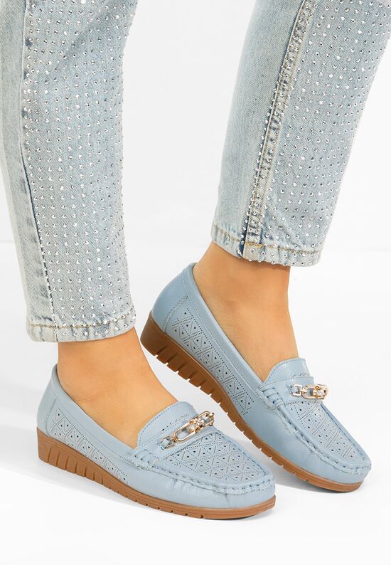 Μοκασίνια γυναικεια δερματινα Giona μπλε, Μέγεθος: 36- zapatos