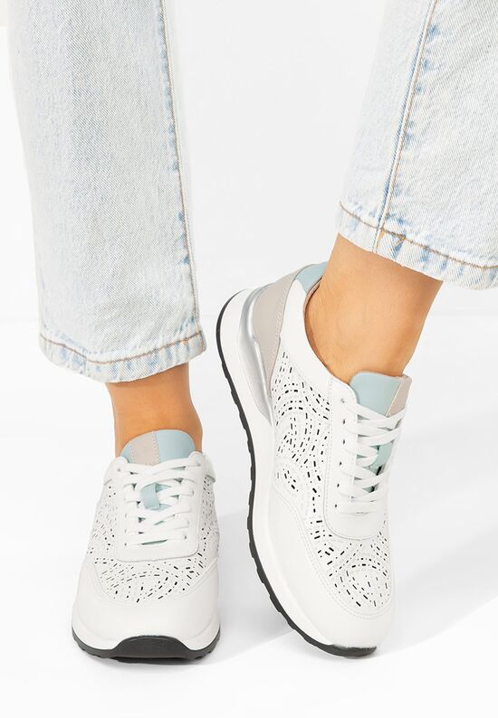 Sneakers γυναικεια δερματινα Ellania λευκά, Μέγεθος: 37- zapatos