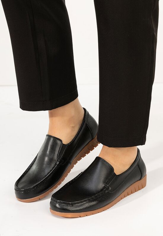 Μοκασίνια γυναικεια δερματινα Panoma μαύρα, Μέγεθος: 36- zapatos