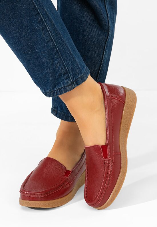 Δερμάτινα μοκασινια γυναικεια Nerida κοκκινο, Μέγεθος: 40- zapatos