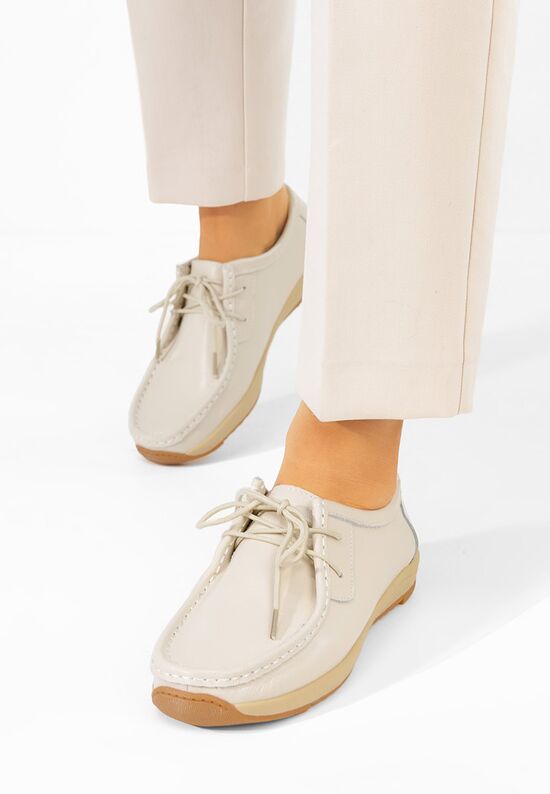 Δερμάτινα μοκασινια γυναικεια Solenia μπεζ, Μέγεθος: 39- zapatos